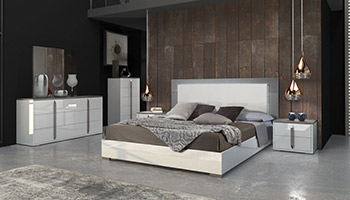 White metallic bedroom set