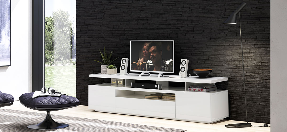 White lacquer TV Unit