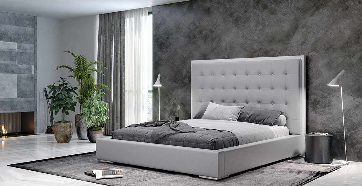 Modern Tufted Leather Bed
