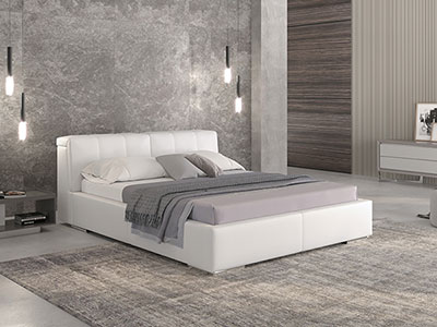 White leather bed